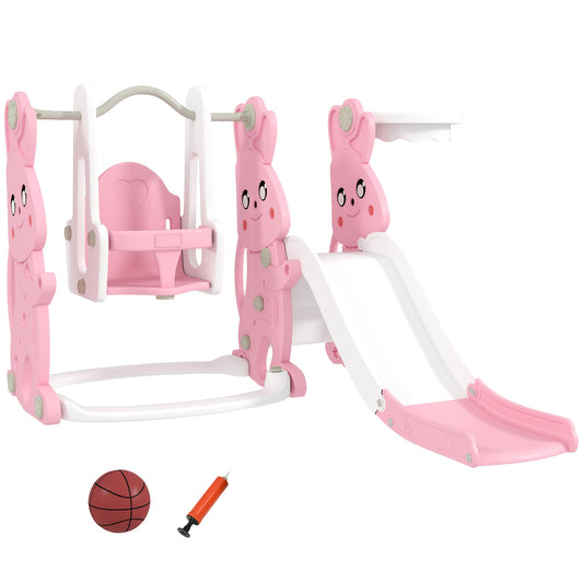 AIYAPLAY Rabbit Playground Set: 4-in-1 Slide, Swing & Climber for Kids!