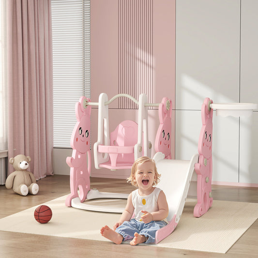 AIYAPLAY Rabbit Playground Set: 4-in-1 Slide, Swing & Climber for Kids!
