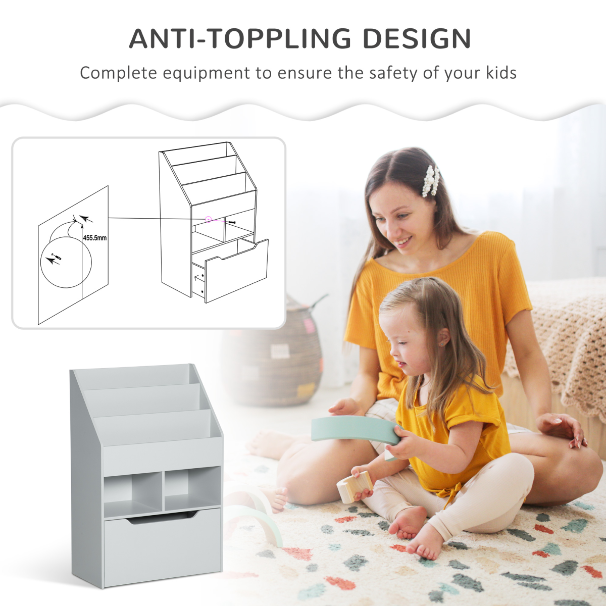 Kids Bookcase & Toy Box: Mobile, Compact Storage Solution for Young Readers