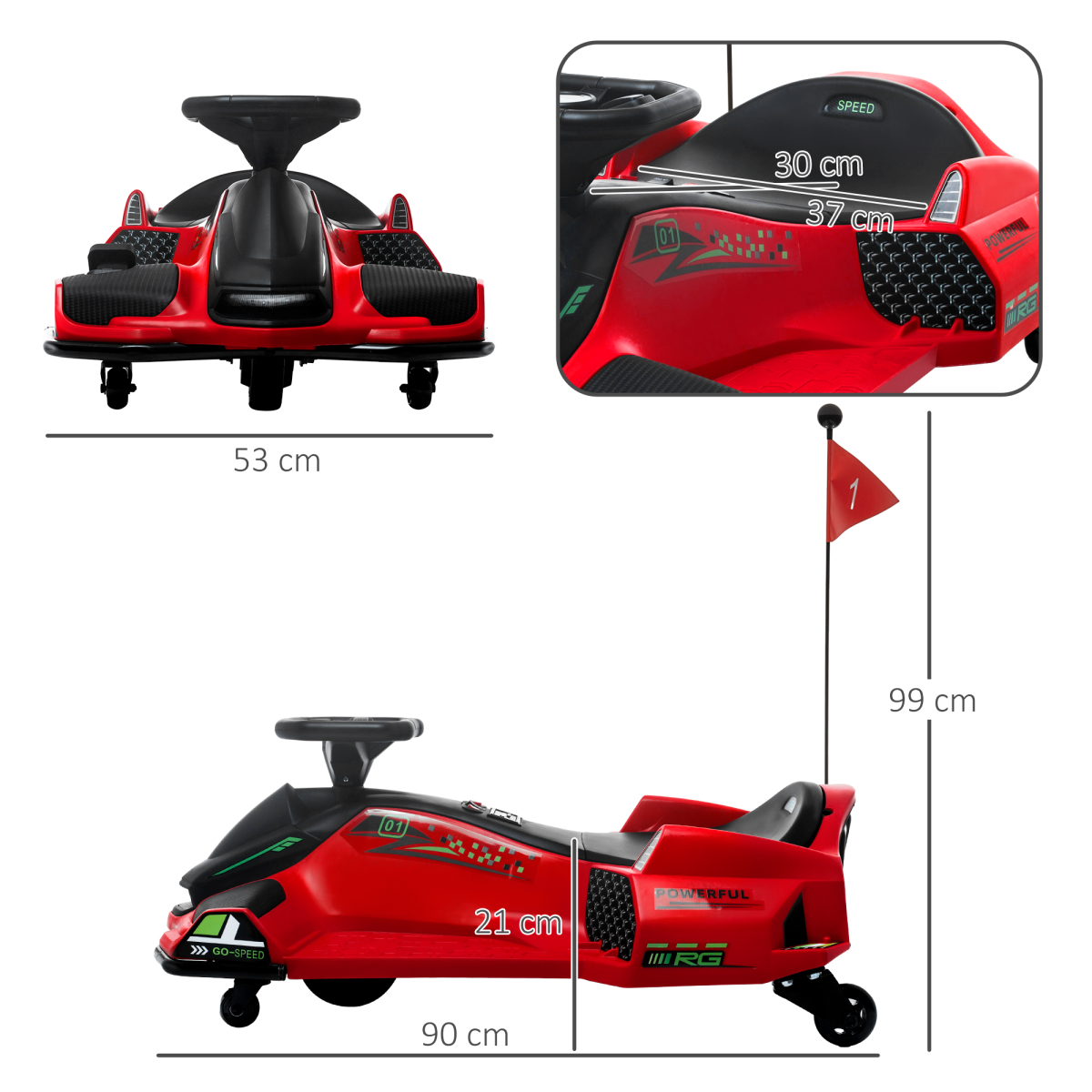 12V Electric Go-Kart: Music & LED Fun for Kids Aged 8-12