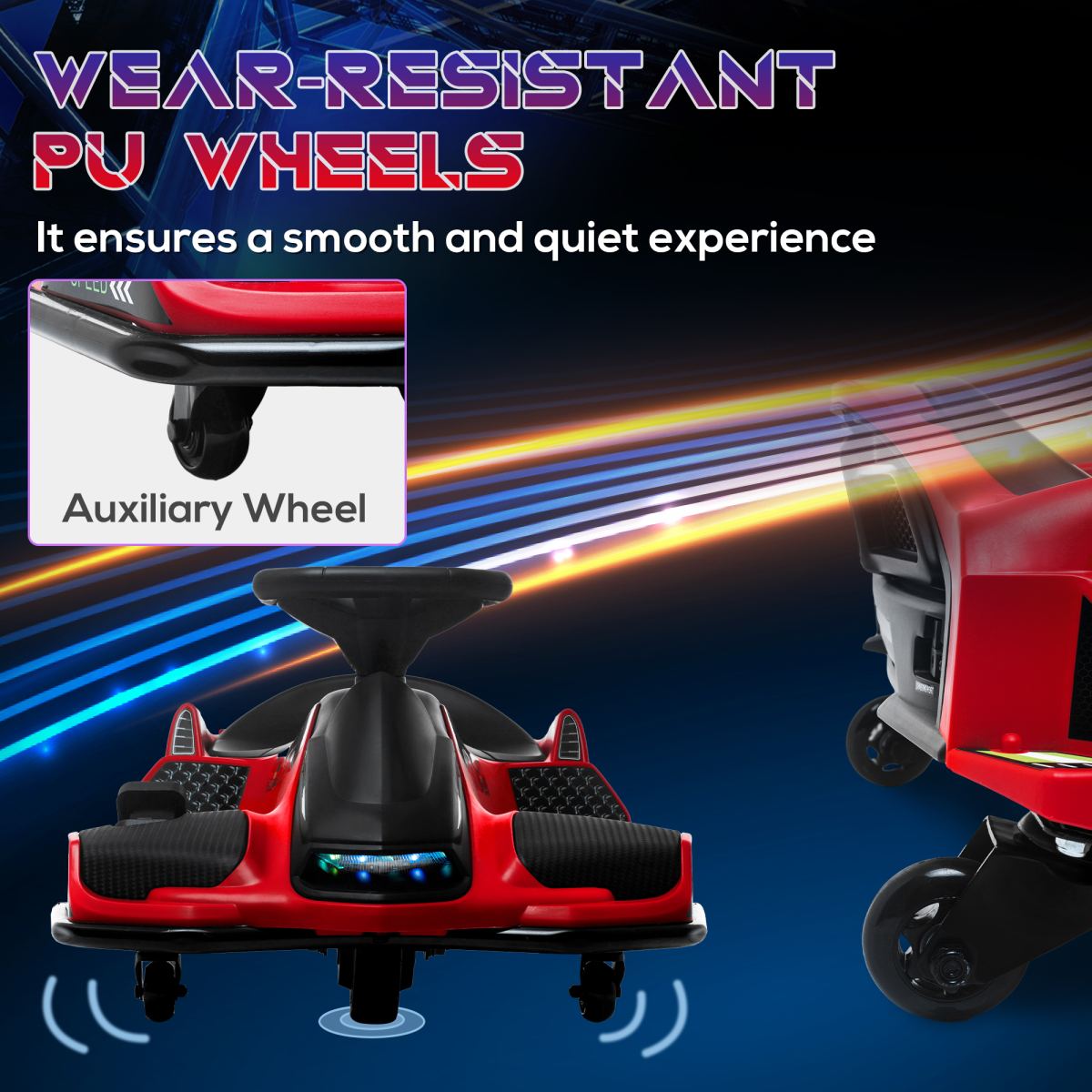 12V Electric Go-Kart: Music & LED Fun for Kids Aged 8-12