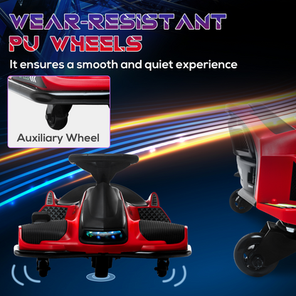 12V Electric Go-Kart: Music & LED Fun for Kids Aged 8-12