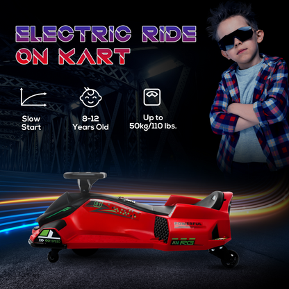 12V Electric Go-Kart: Music & LED Fun for Kids Aged 8-12