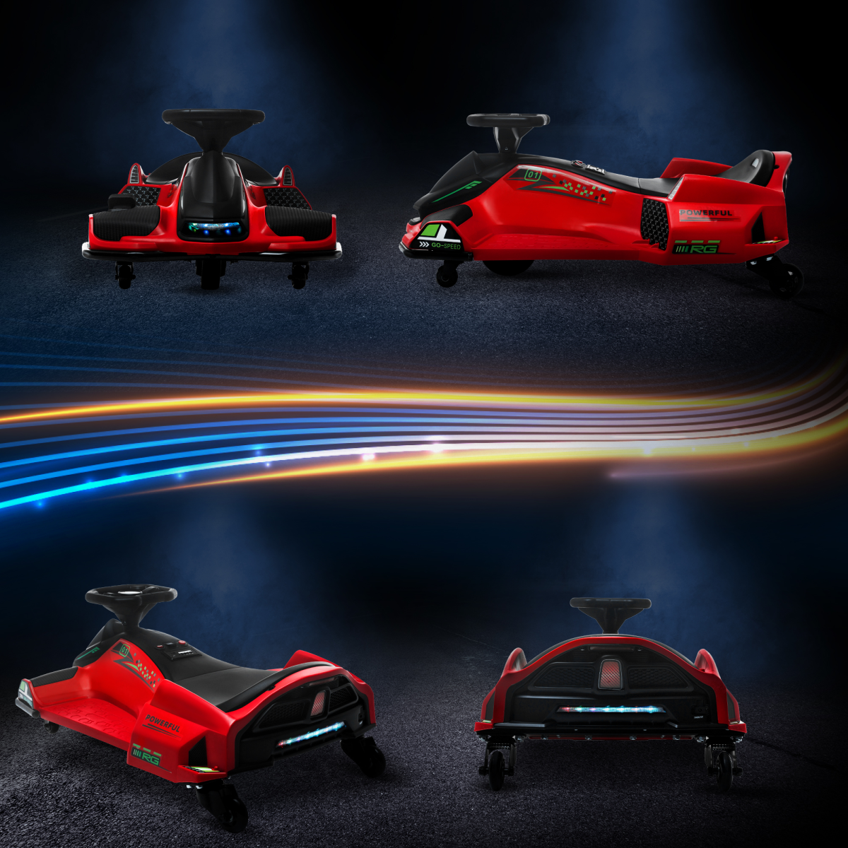 12V Electric Go-Kart: Music & LED Fun for Kids Aged 8-12