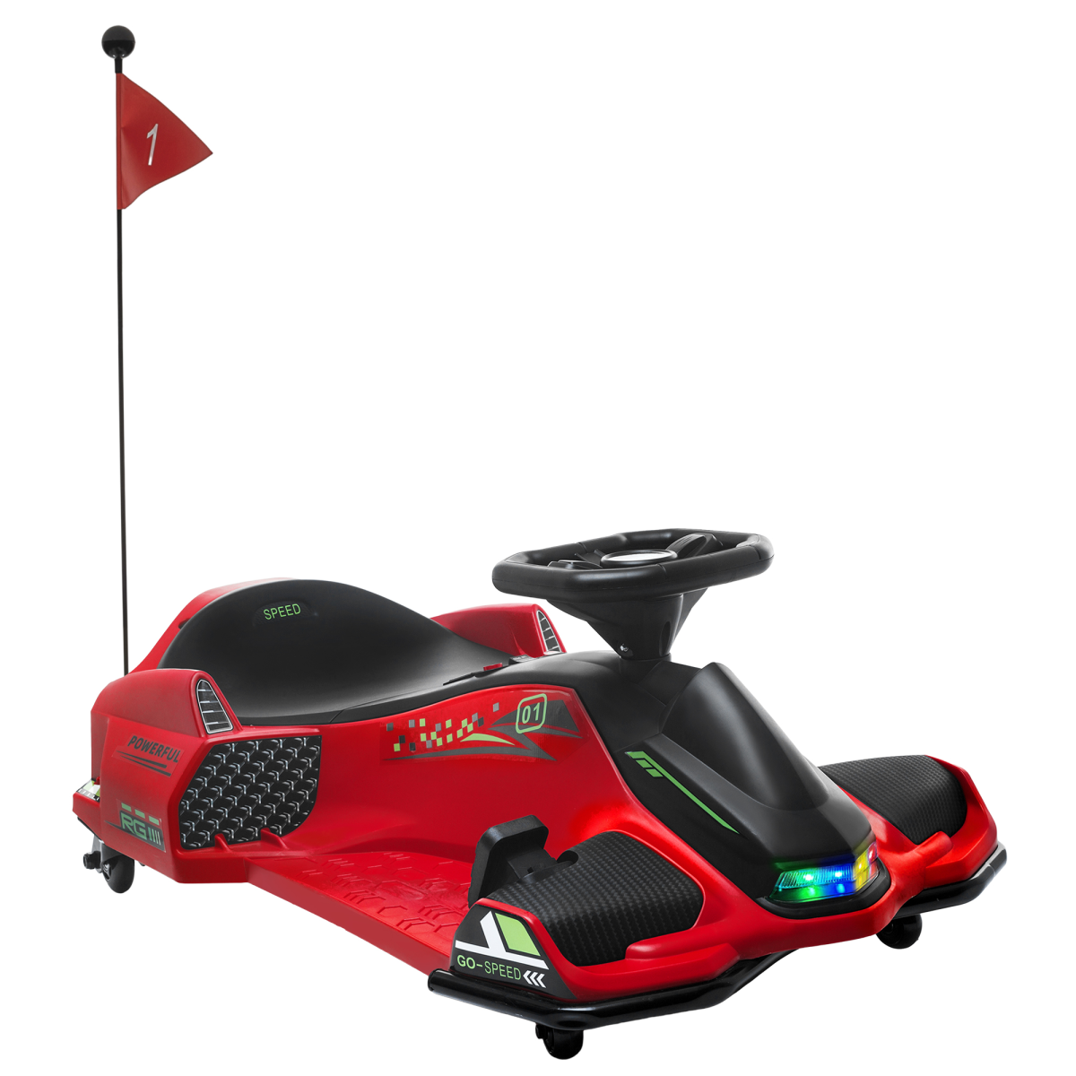 12V Electric Go-Kart: Music & LED Fun for Kids Aged 8-12
