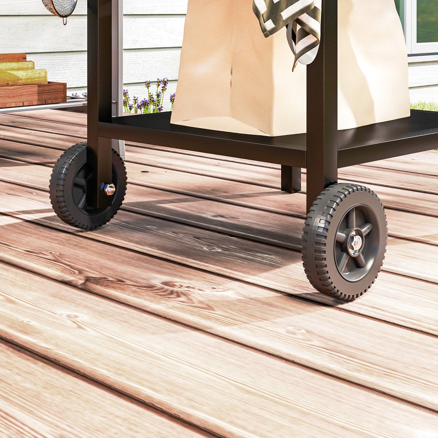 Portable BBQ Trolley with Foldable Table & Pizza Oven Station