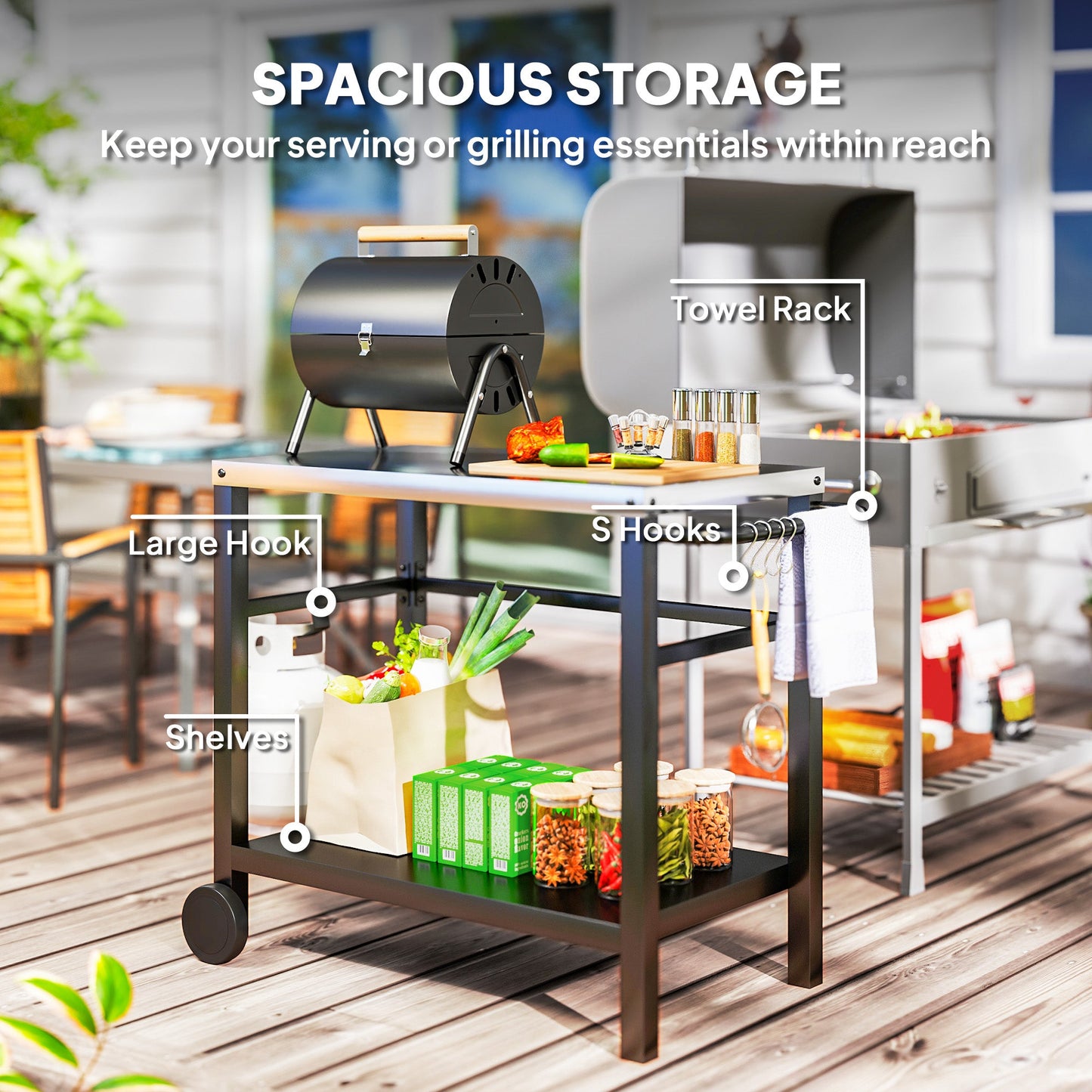 Portable BBQ Trolley With Wheels