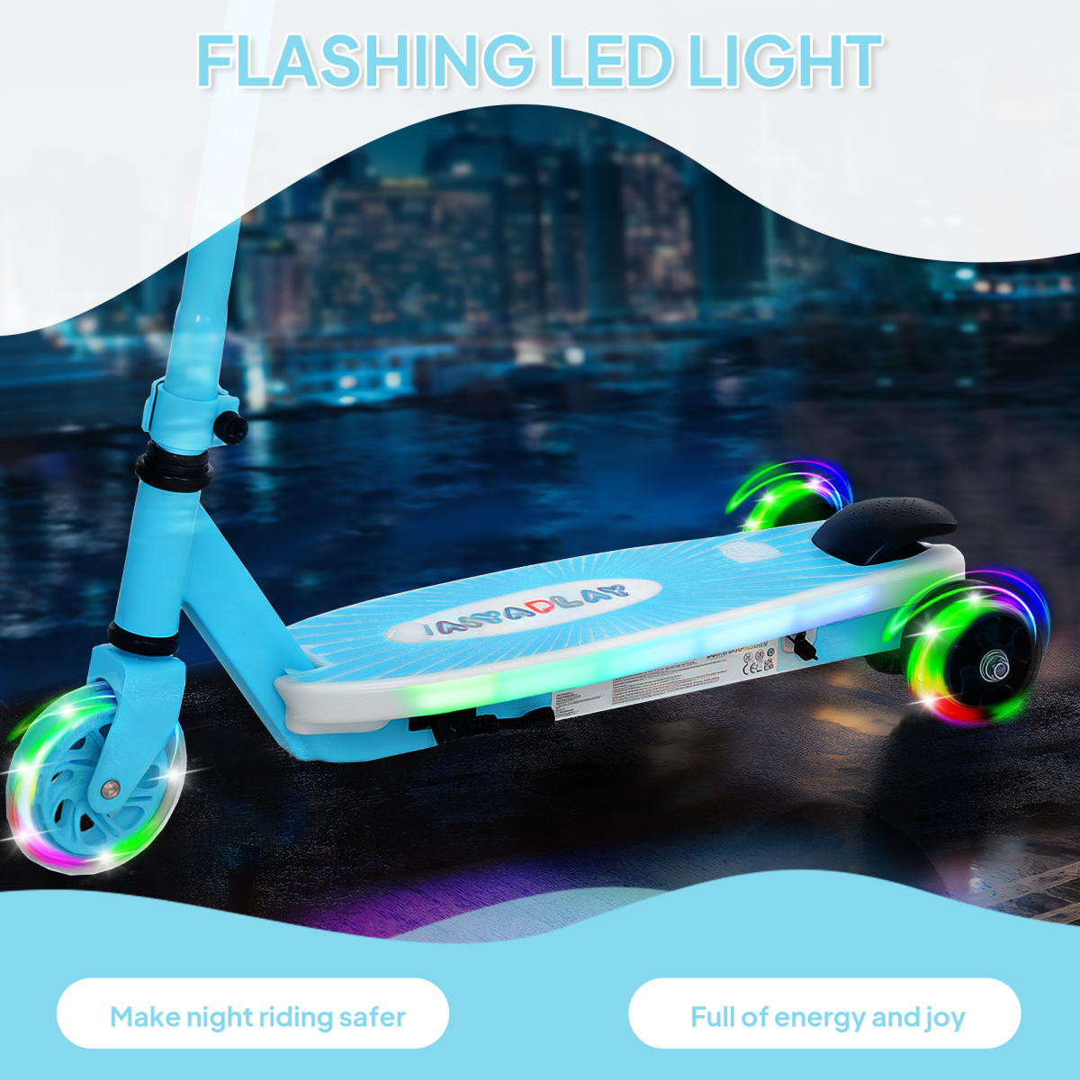 AIYAPLAY Kids Electric Scooter with Balance Wheels for Ages 4-7