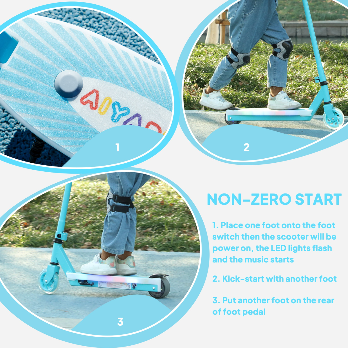 AIYAPLAY Kids Electric Scooter with Balance Wheels for Ages 4-7