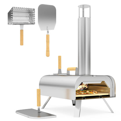 12" Portable Wood-Fired Pizza Oven with Foldable Legs