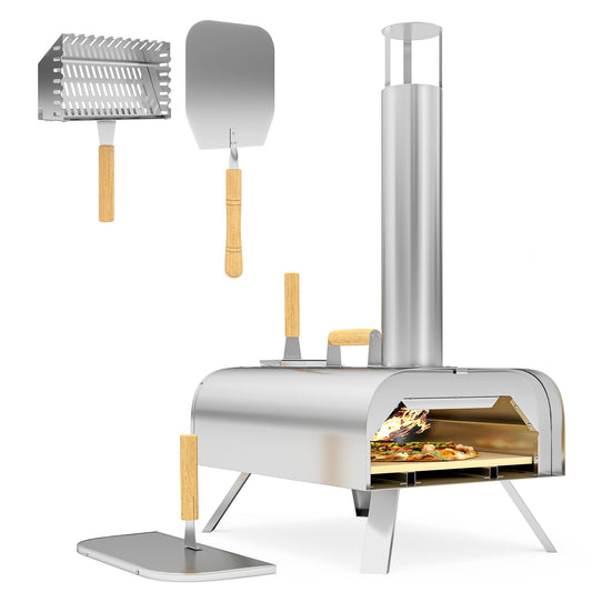 12" Portable Wood-Fired Pizza Oven with Foldable Legs