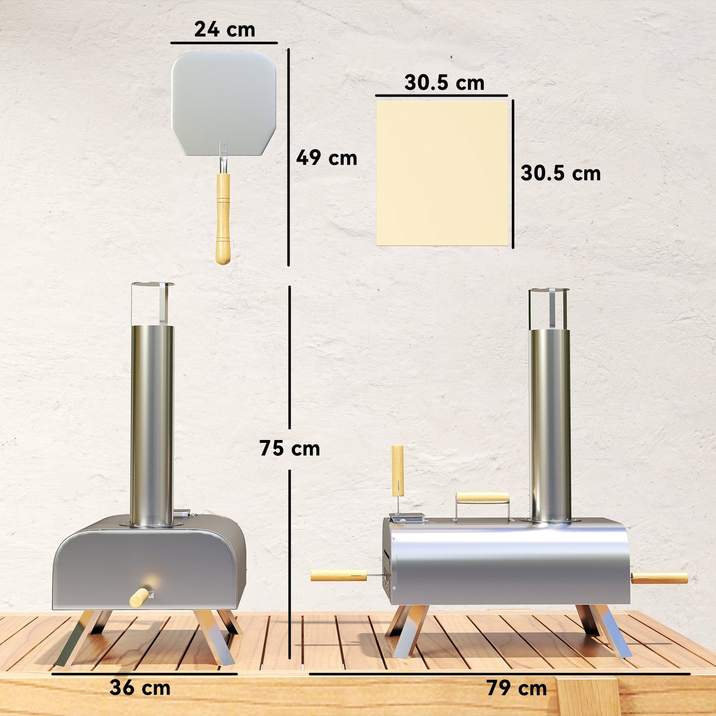 12" Portable Wood-Fired Pizza Oven with Foldable Legs