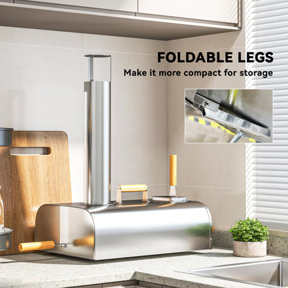 12" Portable Wood-Fired Pizza Oven with Foldable Legs