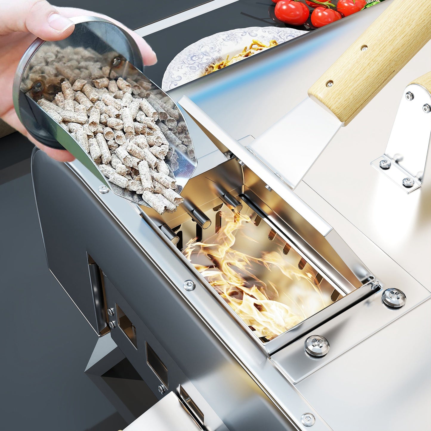 12" Portable Wood-Fired Pizza Oven with Foldable Legs