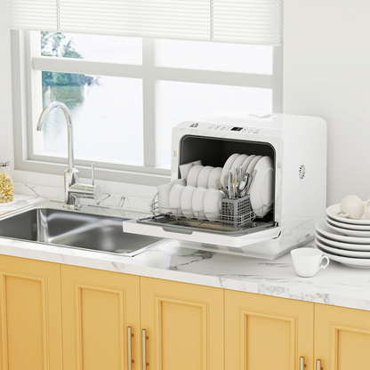 Compact 4-Place Dishwasher: 6 Programs for Effortless Cleaning