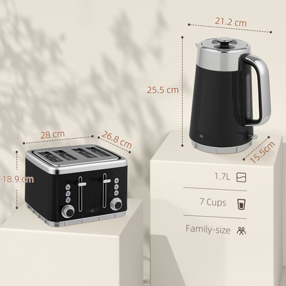 Rapid Boil Kettle & 4-Slice Toaster Set - Stylish Breakfast Essentials!