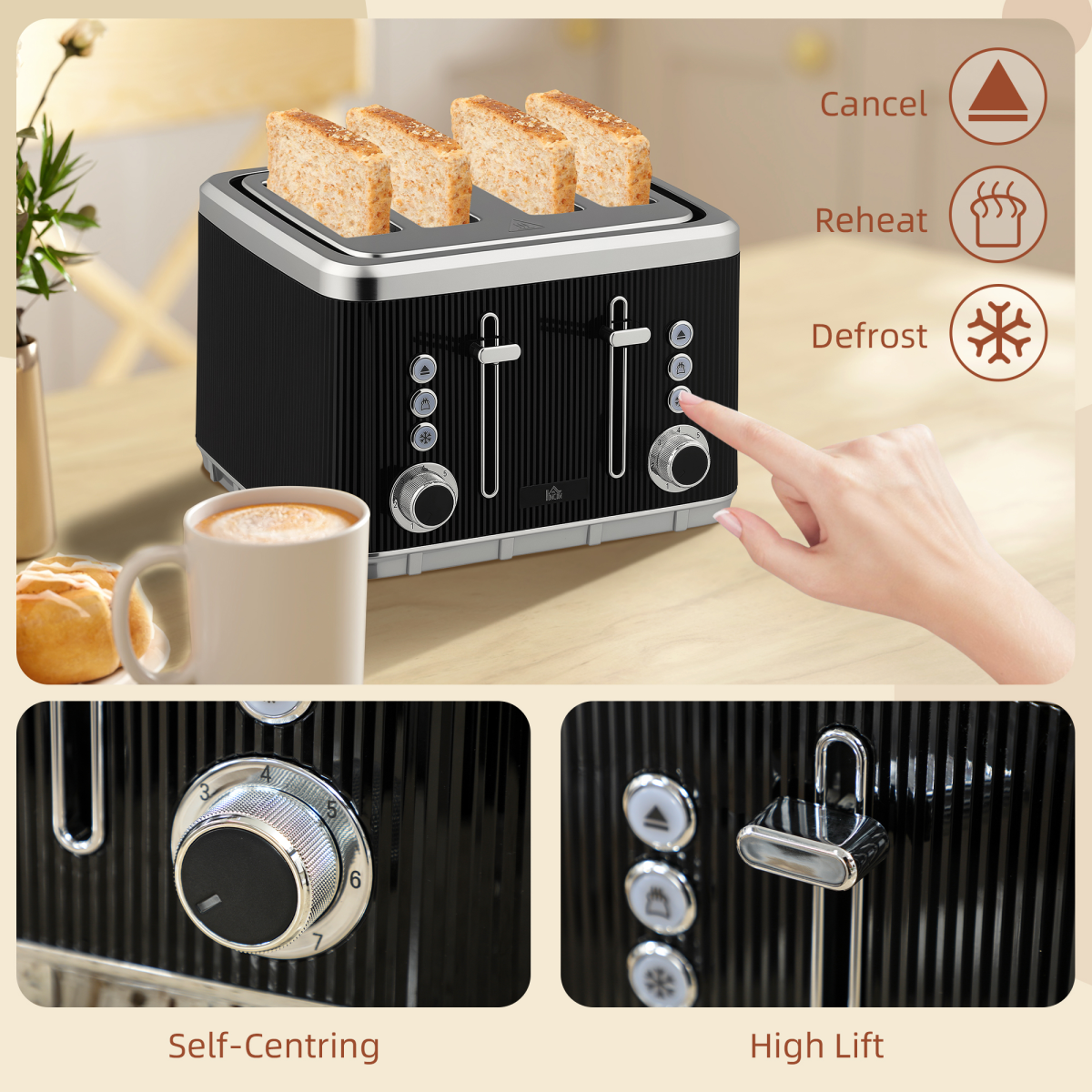Rapid Boil Kettle & 4-Slice Toaster Set - Stylish Breakfast Essentials!
