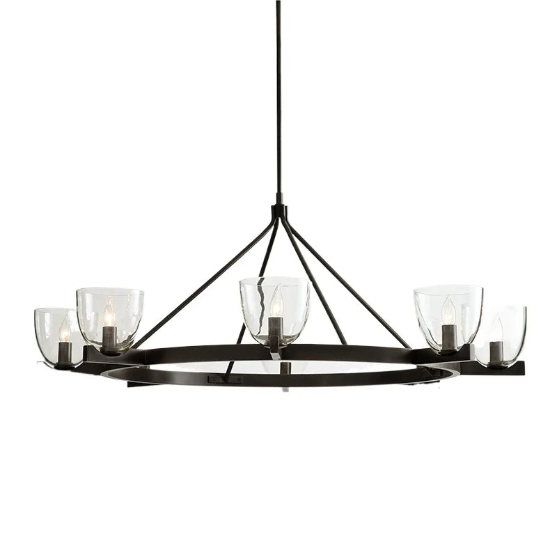 Modern Circular 8-Light Modern Farmhouse Pendant Chandelier with Glass Globes - 2 Colours