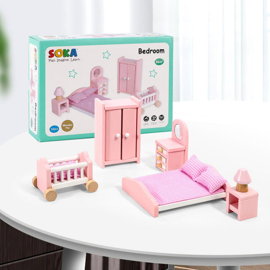 Enchanting 6-Piece Dollhouse Bedroom Set