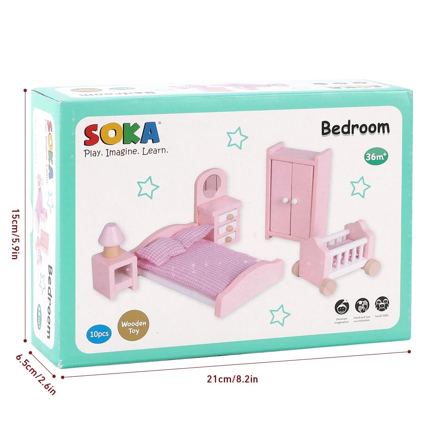Enchanting 6-Piece Dollhouse Bedroom Set