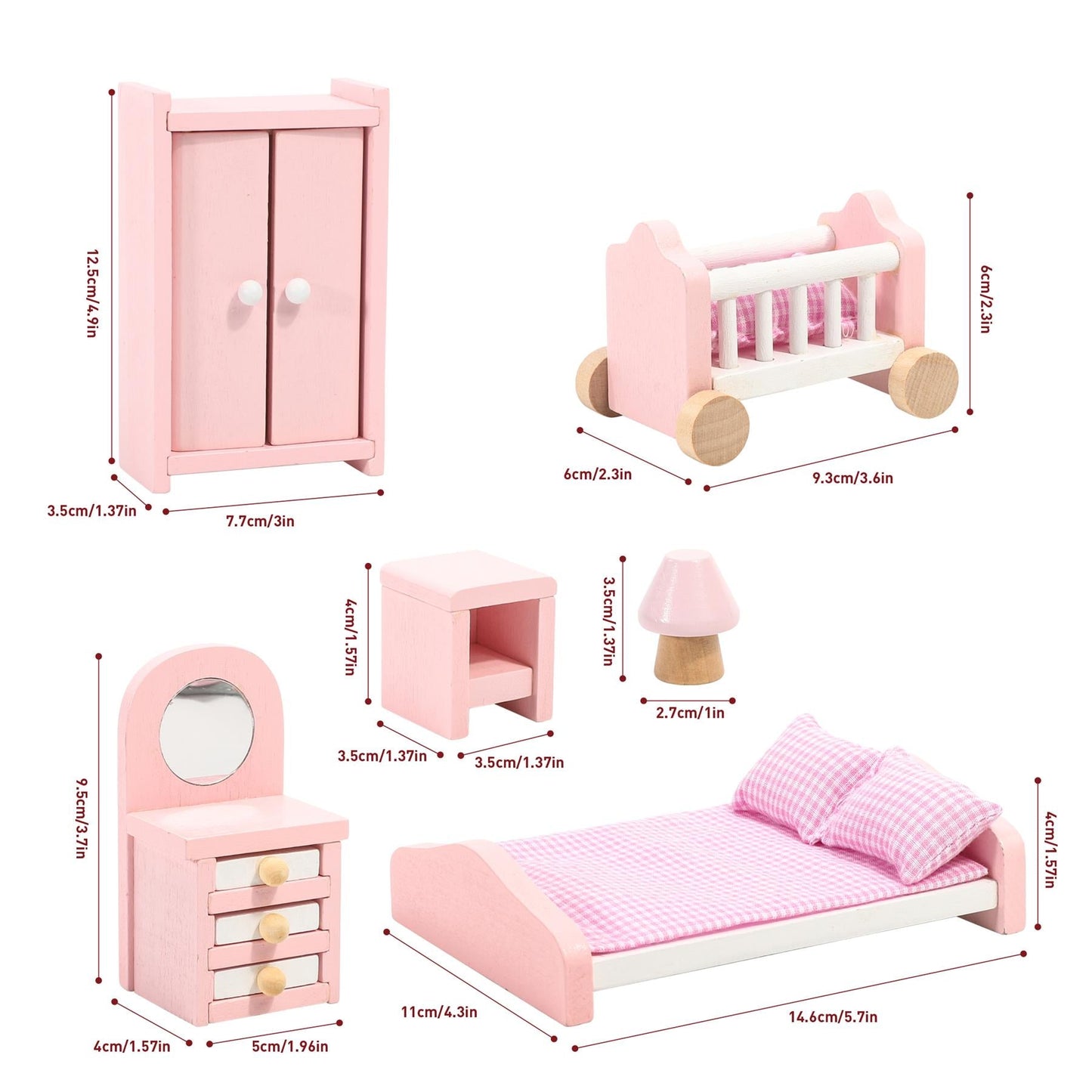 Enchanting 6-Piece Dollhouse Bedroom Set