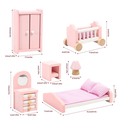 Enchanting 6-Piece Dollhouse Bedroom Set
