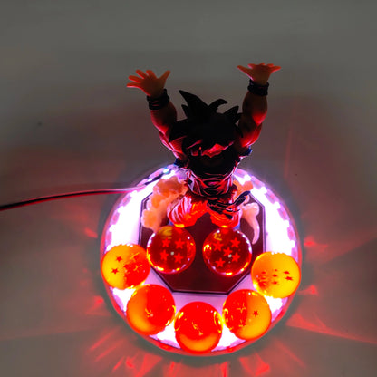 Dragon Ball Anime Son Goku Spirit Bomb with Ball Lamp Led Bulb Action Figures Model Figurine Figure & Base & Lamp DIY Decoration