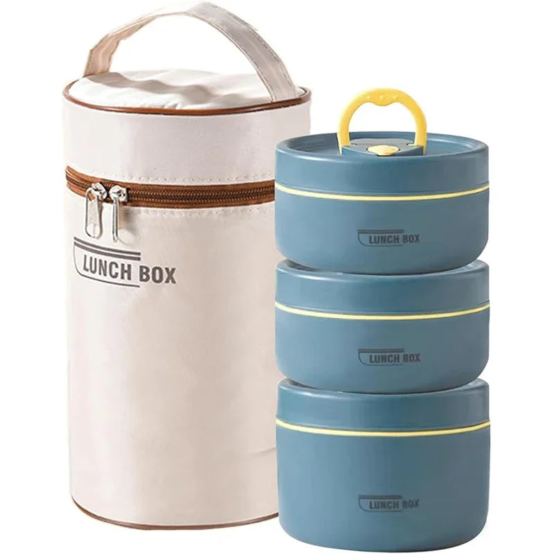 Portable Insulated Lunch Box Set – 3 Stackable Thermal Food Containers for Adults & Kids