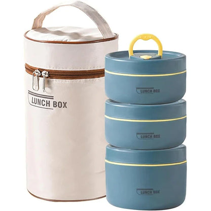 Portable Insulated Lunch Box Set – 3 Stackable Thermal Food Containers for Adults & Kids