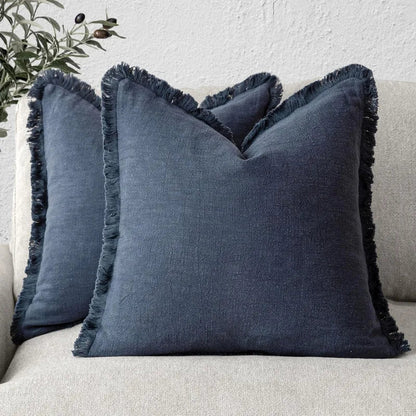 Decorative Nordic Frill Cotton & Linen Cushion Covers - 5 Colours