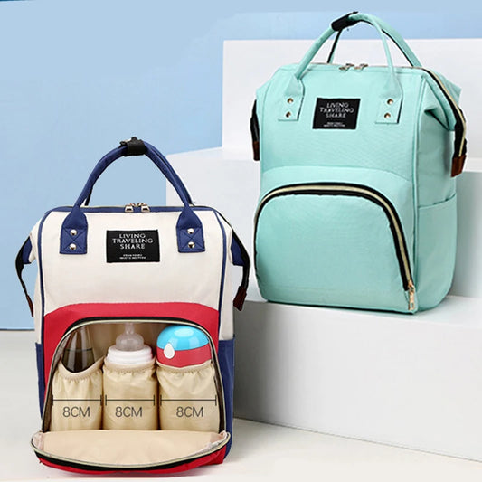 Large Capacity Mummy Bag – Multifunctional Canvas Baby Bottle Travel Backpack with Thermal Insulation