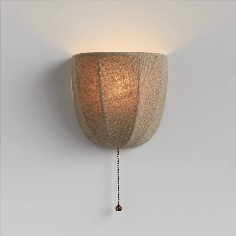 Decorative Shaded Retro Linen Wall Sconce Light with Pull Chain