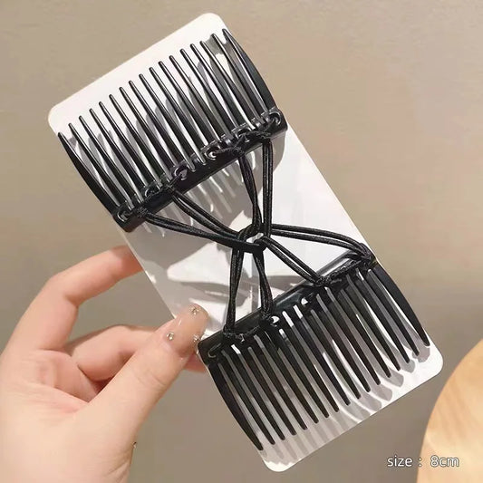 Vintage Elastic Magic Hair Comb – Creative Double Clip Headwear for Women Hairstyling & Fashion Accessories