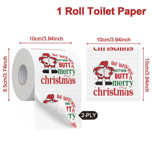 Christmas Toilet Paper Roll – Funny Merry Christmas & Happy 2026 New Year Tissue for Holiday Bathroom Décor