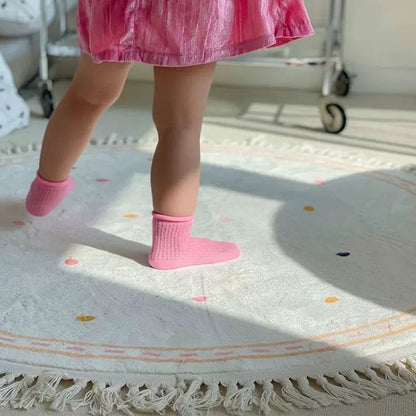 Soft White Playmat For Children's Room with Dot & Tassel Detail - 3 Colours