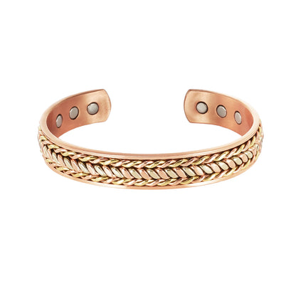 Vinterly Pure Copper Magnetic Bracelet – Adjustable Braided Cuff Bangle 12mm, Health Energy Jewelry for Men & Women