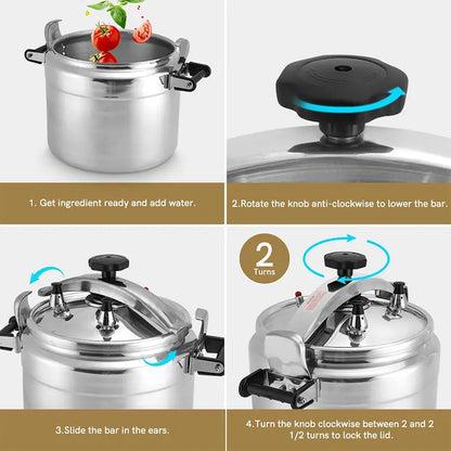 Aluminum Pressure Cooker – 3L/4L/5L/7L Gas Stove Safe Explosion-Proof Cooker with Easy Lock Lid