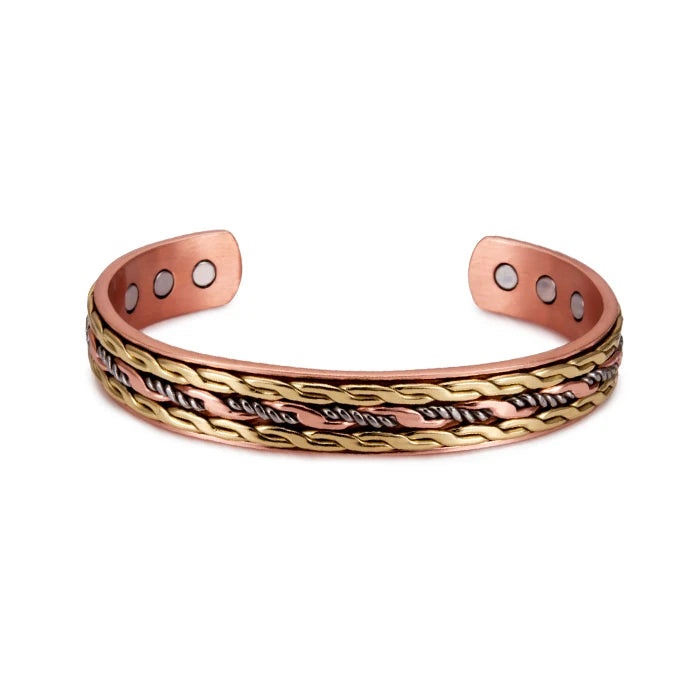 Vinterly Pure Copper Magnetic Bracelet – Adjustable Braided Cuff Bangle 12mm, Health Energy Jewelry for Men & Women