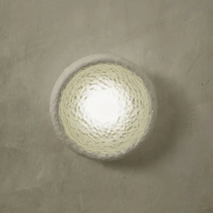 Deep White Minimalist Natural Round Japandi Inspired Wall Sconce - 3 Sizes