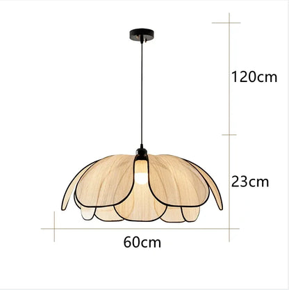 Black & Natural Wabi Sabi Petal Wicker Pendant Ceiling Light
