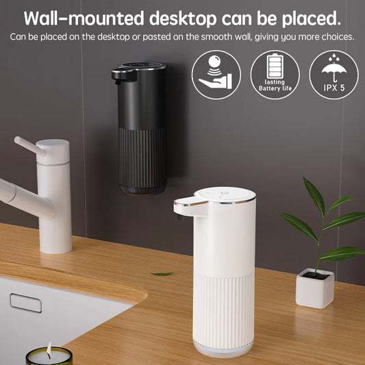HQ Automatic Soap Dispenser – 360ml Type-C Rechargeable Foaming Hand Washer with 4-Level Foam Control