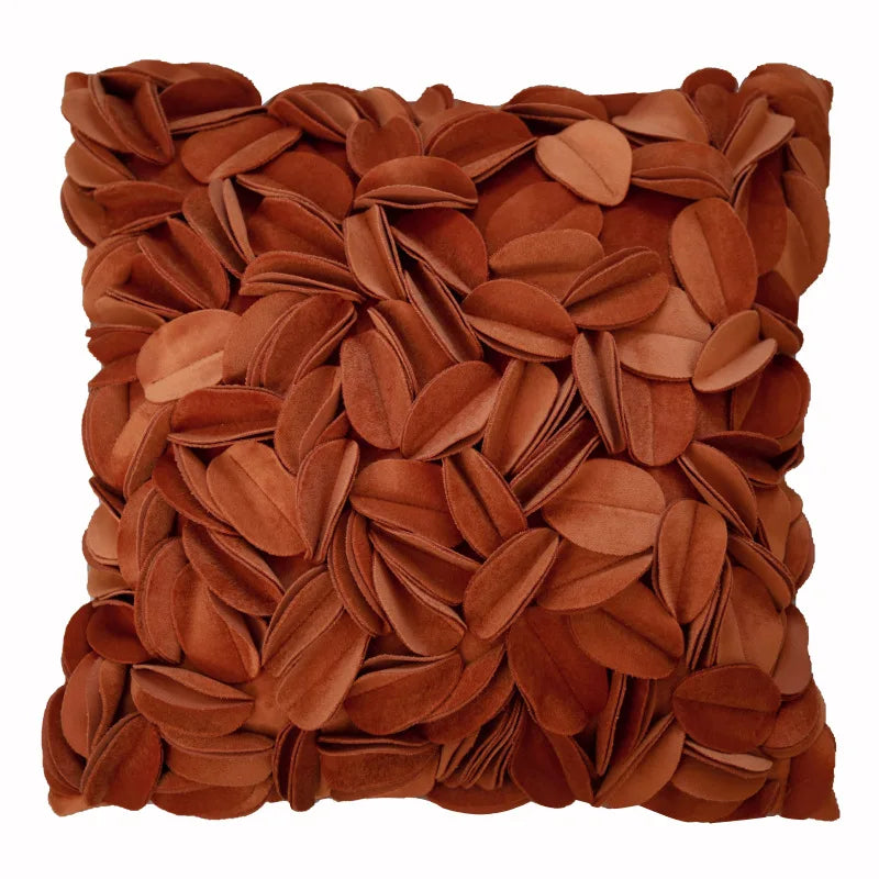 Handmade French Romantic Luxury Flower Petal Cushion Cover - Ivory, Blush, Teal & Copper