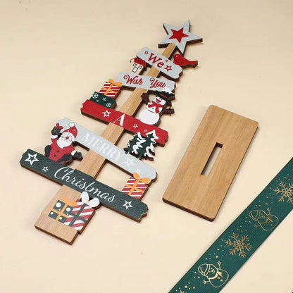 Runtow Wooden Christmas Ornament – Santa Claus & Snowman 2025 Xmas Tree or Desktop Decoration for Home & Office