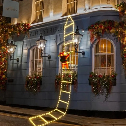 LED Santa Claus Climbing Ladder Light – 1.5/3M USB Christmas Decoration with 8 Flash Modes for Home & Tree