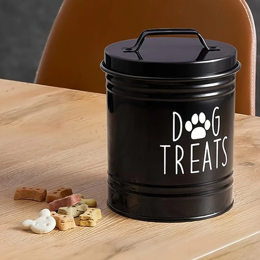 Metal Dog Treat Container – Pet Food Storage Jar for Dogs & Cats