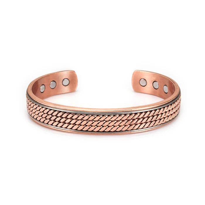 Vinterly Pure Copper Magnetic Bracelet – Adjustable Braided Cuff Bangle 12mm, Health Energy Jewelry for Men & Women