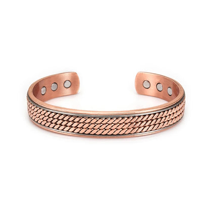 Vinterly Pure Copper Magnetic Bracelet – Adjustable Braided Cuff Bangle 12mm, Health Energy Jewelry for Men & Women