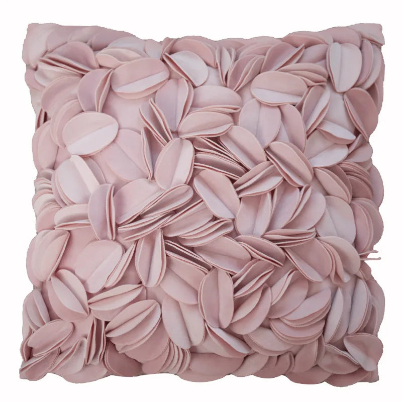 Handmade French Romantic Luxury Flower Petal Cushion Cover - Ivory, Blush, Teal & Copper