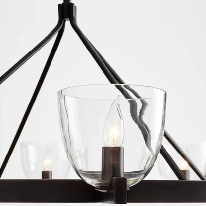Modern Circular 8-Light Modern Farmhouse Pendant Chandelier with Glass Globes - 2 Colours