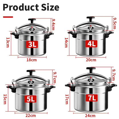 Aluminum Pressure Cooker – 3L/4L/5L/7L Gas Stove Safe Explosion-Proof Cooker with Easy Lock Lid